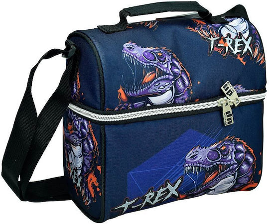 Back Me Up School Insulated Shoulder Lunch Bag 3.5lt Blue Dinosaurs 20 x 15 x 24cm