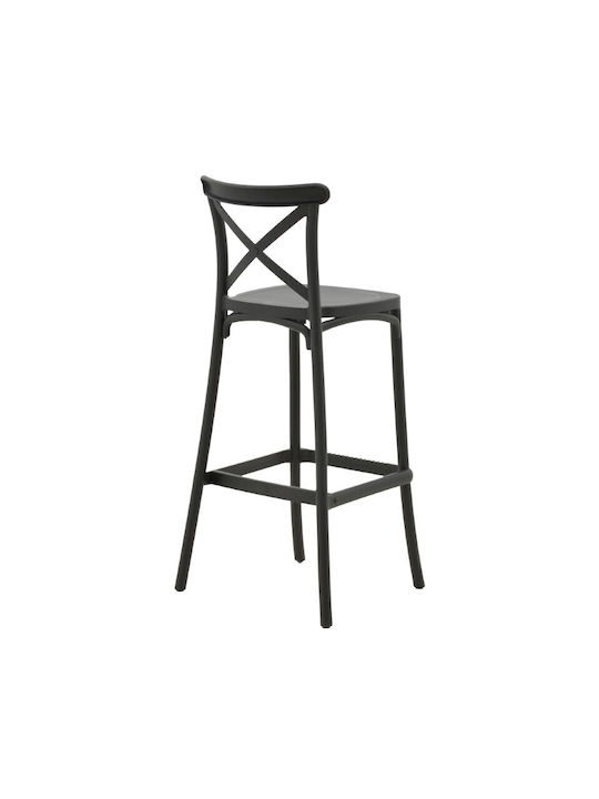 Stool Bar made of Polypropylene Crossie Black Velvet-Black Metal 44x44x113cm