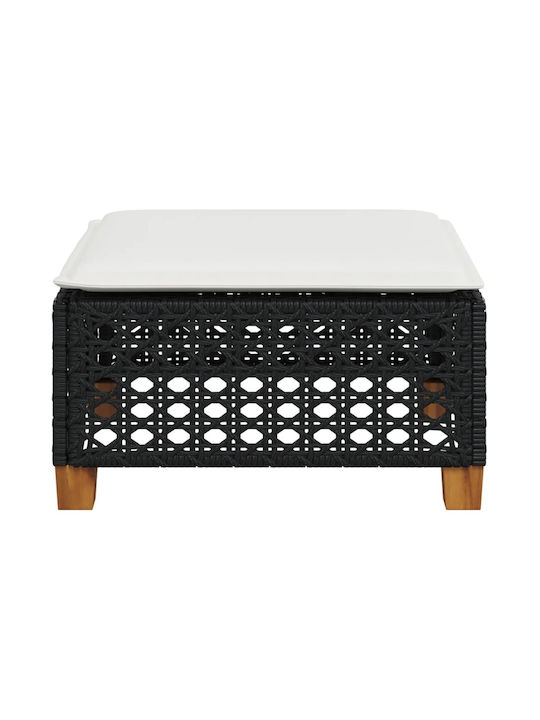 Băncuță Cub Pentru Exterior Rattan Cu Pernă Neagră 63.5x56x32cm