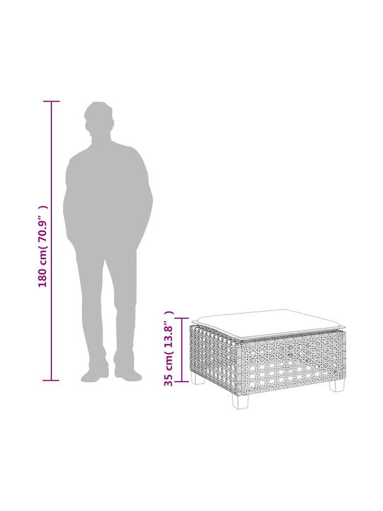Băncuță Cub Pentru Exterior Rattan Cu Pernă Neagră 63.5x56x32cm