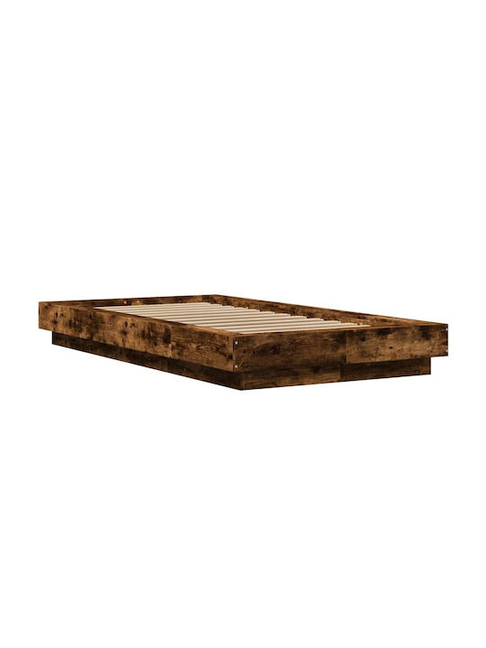 Suport Pat Single Din Lemn Maro Cu Plăci Pentru Saltea 90x200cm