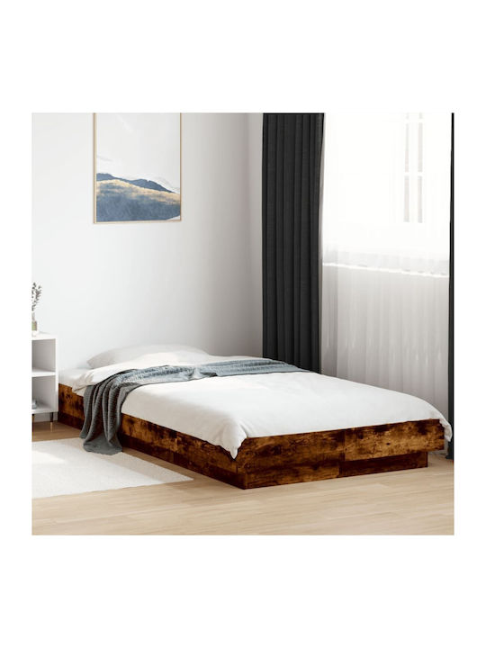 Suport Pat Single Din Lemn Maro Cu Plăci Pentru Saltea 90x200cm