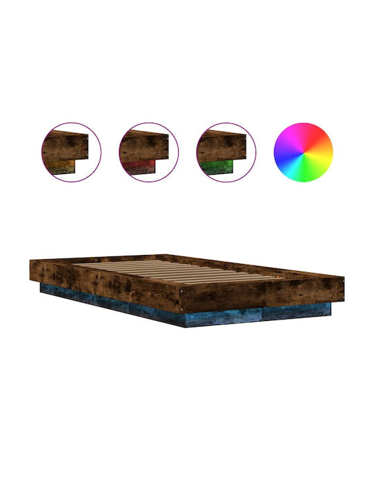 Suport Pat Single Din Lemn Maro Cu Plăci Pentru Saltea 90x200cm