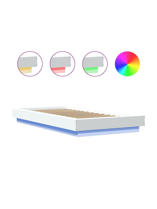 Υπόστρωμα Pat Single Din Lemn Alb Cu Plăci Pentru Saltea 90x200cm