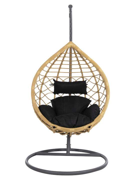 Gracie Garten- und Veranda-Schaukeln Nest mit Gestell und Kissen Rattan Beiges 104x104x200cm
