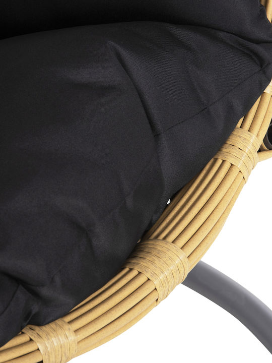 Gracie Garten- und Veranda-Schaukeln Nest mit Gestell und Kissen Rattan Beiges 104x104x200cm