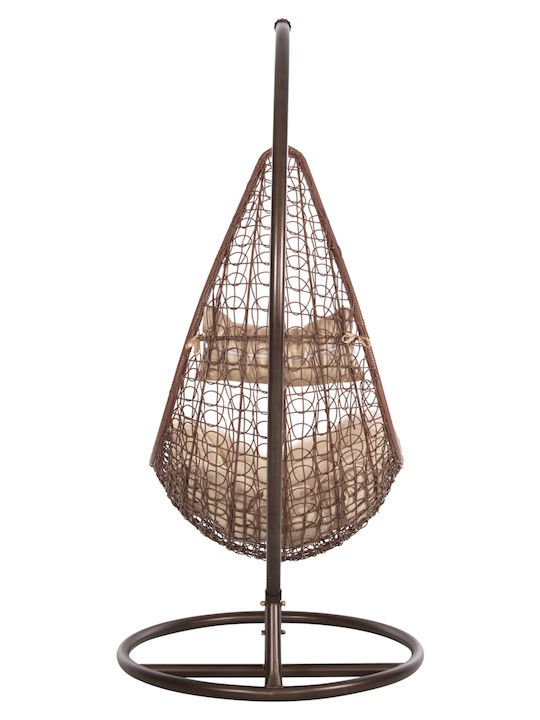 Millie Garten & Veranda Schaukel mit Basis und Kissen Sessel Rattan Braun L95xB95xH195cm