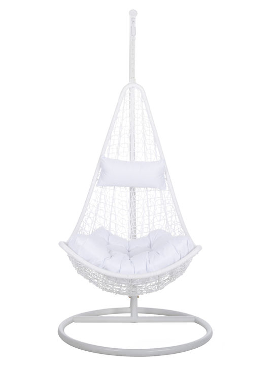 Millie Leagăn cu bază și pernă Rattan Alb L95xL95xH195cm