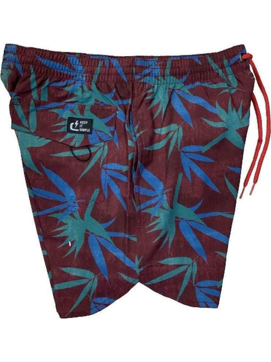 Men's Swimwear Shorts Burgundy With Pattern