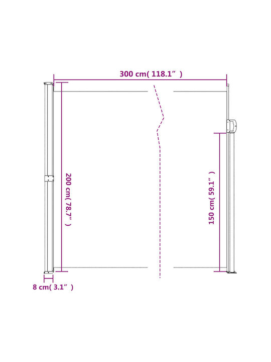 vidaXL Side Sliding Dark Green Shade Sail 200 X 300 Cm