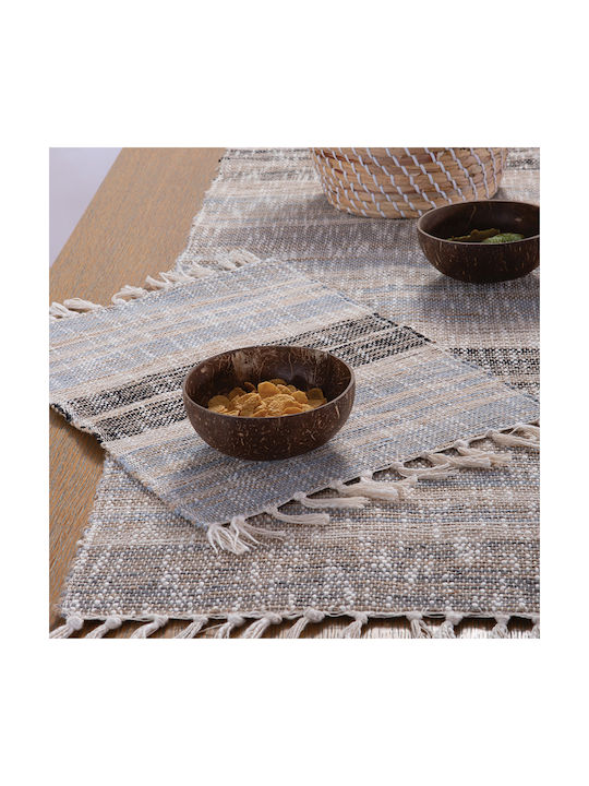 Nef-Nef Homeware Bayen Rug Rectangular Summer from Jute with Fringes Beige / L.blue