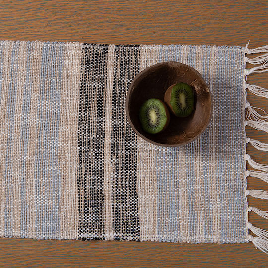 Nef-Nef Homeware Bayen Rutschfest Teppich Rechteckig Sommer aus Jute mit Fransen Beige / L.blue