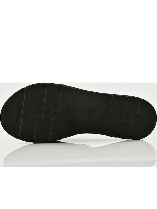 Leather Women's Flat Sandals in Black Color