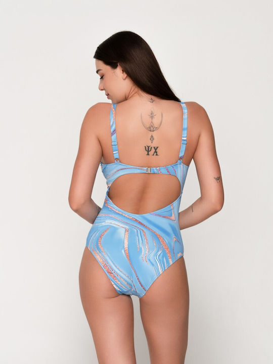 Luna One-Piece Swimsuit with Padding Lightblue