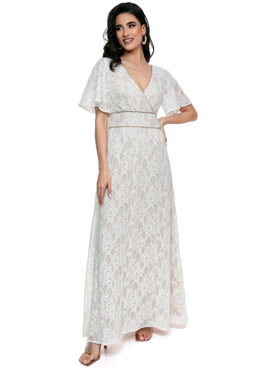 RichgirlBoudoir Καλοκαιρινό Mini Φόρεμα για Γάμο / Βάπτιση με Δαντέλα Λευκό