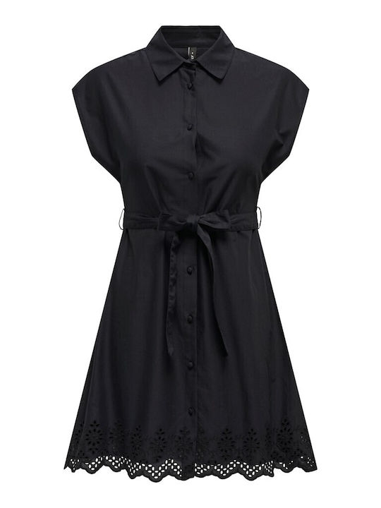 Only Sommer Mini Hemdkleid Kleid Black