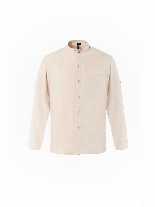 Axon Men's Shirt Long Sleeve Linen Beige