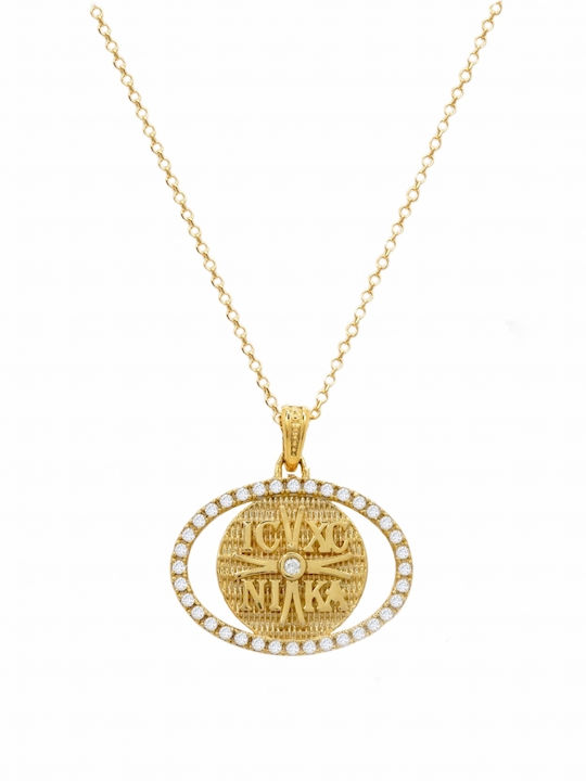 Art d or Charm Amulet Constantine from Gold 9 K with Zircon