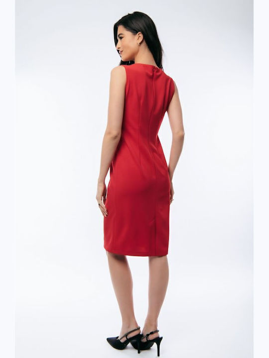 Summer Midi Shirt Dress Red