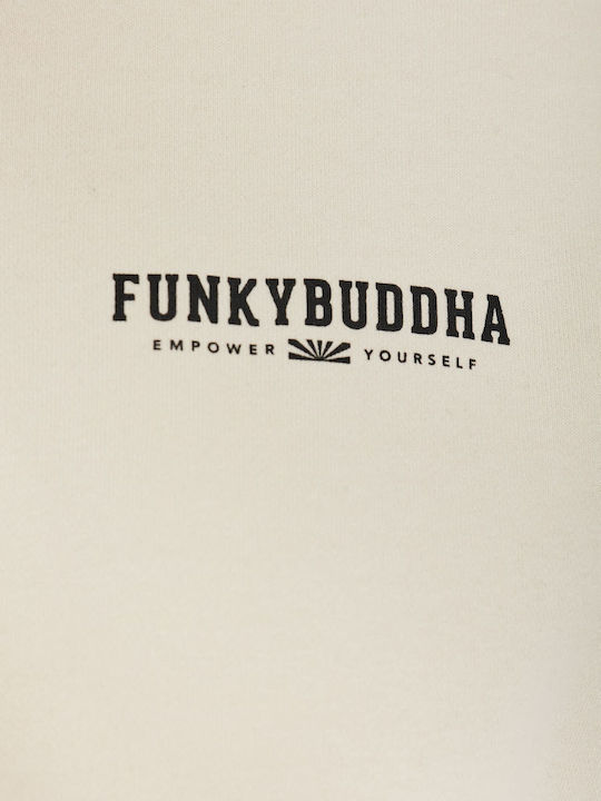 Funky Buddha Γυναικεία Ζακέτα Φούτερ με Κουκούλα Εκρού