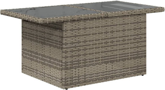 Masa pentru spații exterioare Rattan cu suprafață din sticlă Gri 100x55x73buc