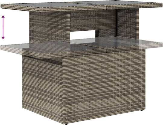 Masa pentru spații exterioare Rattan cu suprafață din sticlă Gri 100x55x73buc