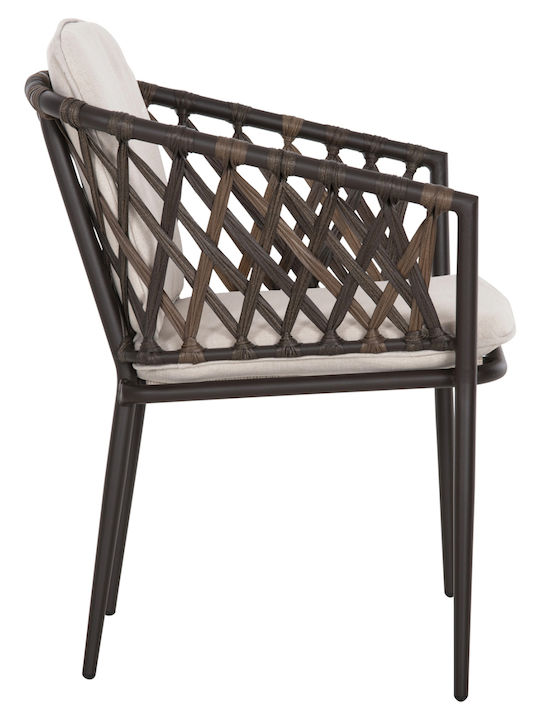 Outdoor Armchair Aluminum Bolly CAFE-BEZ with Cushion