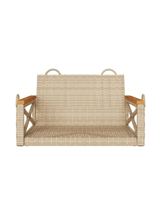Rattan Swing Beige with 110kg Maximum Weight Capacity L63xW62xH40cm
