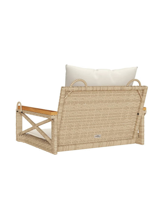 Rattan Swing Beige with 110kg Maximum Weight Capacity L63xW62xH40cm