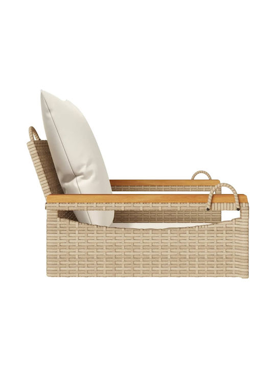 Rattan Swing Beige with 110kg Maximum Weight Capacity L63xW62xH40cm