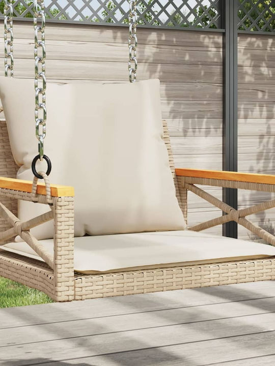 Rattan Swing Beige with 110kg Maximum Weight Capacity L63xW62xH40cm