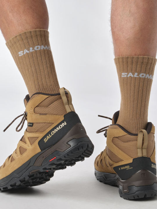 Salomon X Ward Mid GTX Men's Hiking Waterproof Boots With Gore-Tex Membrane Kangaroo Black Dull Gold