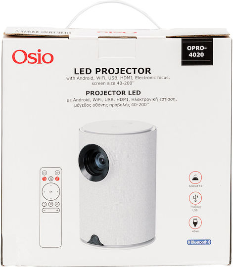 Osio OPRO-4020 Projector LCD Λάμπας LED με Wi-Fi και Ενσωματωμένα Ηχεία