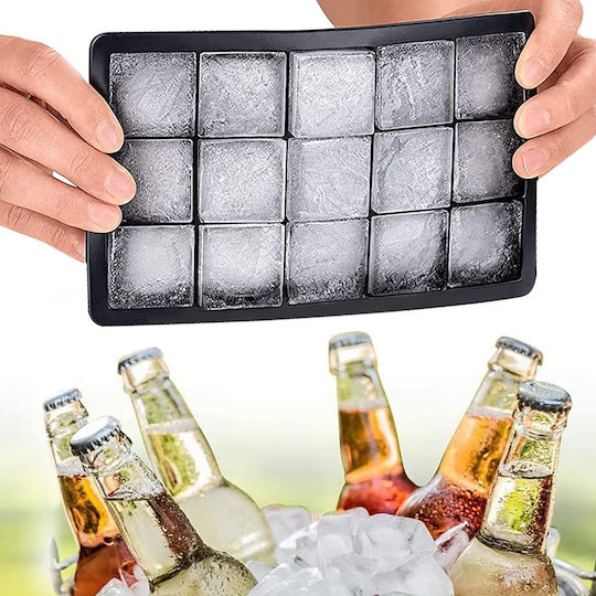 Shape Ice Tray Cube Silicone 15 Slots with Lid Black 107556