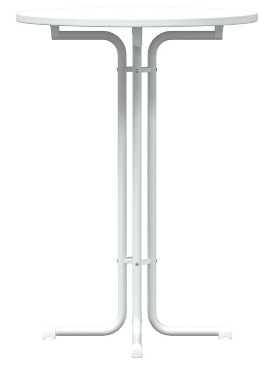 Round Table Bar Collapsible Wooden with Metal Frame White 80x80x110cm