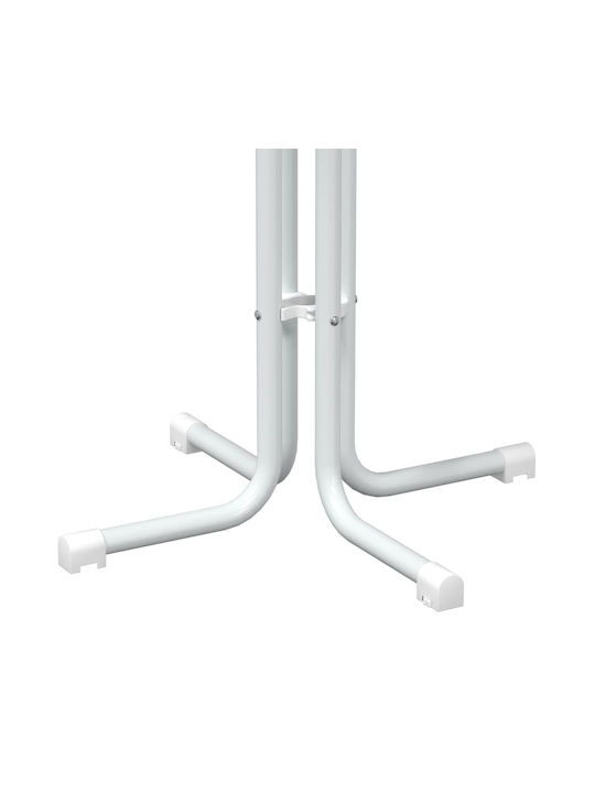 Round Table Bar Collapsible Wooden with Metal Frame White 80x80x110cm