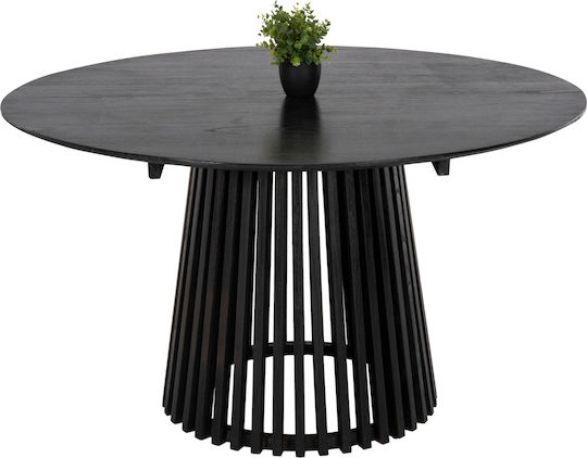 Frantz Round Dining Room Black Velvet-Black Metal 150x150x75εκ. HM9457.12