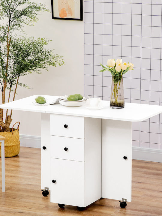 Table Kitchen Wooden White 120x60x76.5cm