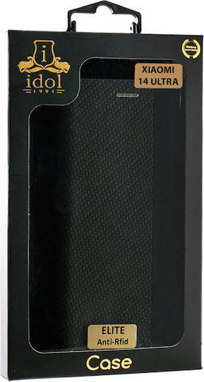 Idol 1991 Книга Изкуствена кожа / Силикон / Кожа Черен (Xiaomi 14 Ultra)