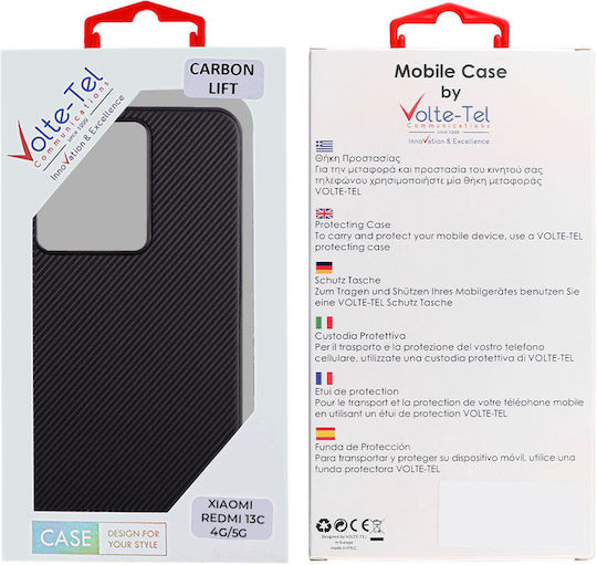 Volte-Tel Carbon Lift Back Cover Silicone 0.25mm Black (Xiaomi Redmi 13C)