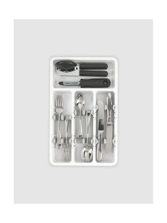 Extendable Cutlery Rack Zola Adjustable Inserts White Grey Spacious Easy To Clean 24-41 X 38