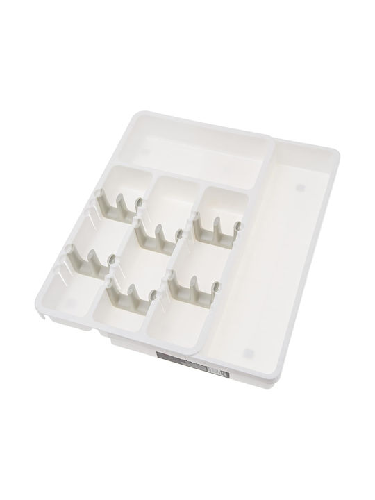 Extendable Cutlery Rack Zola Adjustable Inserts White Grey Spacious Easy To Clean 24-41 X 38