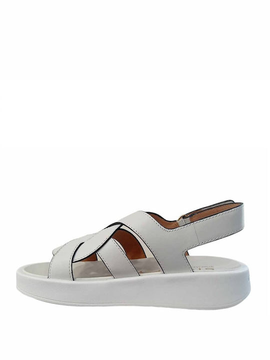 Stonefly Leather Women's Flat Sandals Anatomic in White Color