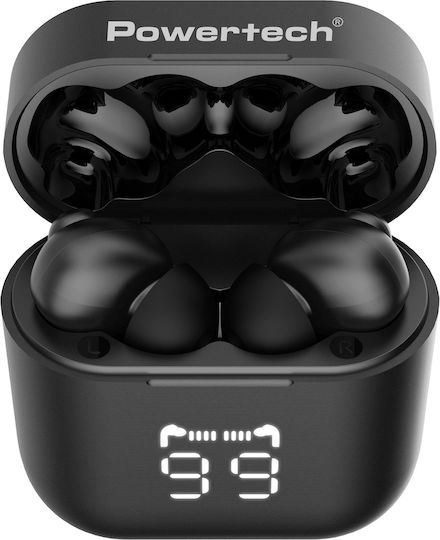 Powertech PT-1227 In-ear Bluetooth Handsfree Ακουστικά με Αντοχή στον Ιδρώτα και Θήκη Φόρτισης Μαύρα