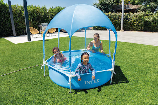 Intex Детски Кръгъл Басейн PVC 700л с Метална Рамка 183x38см Син