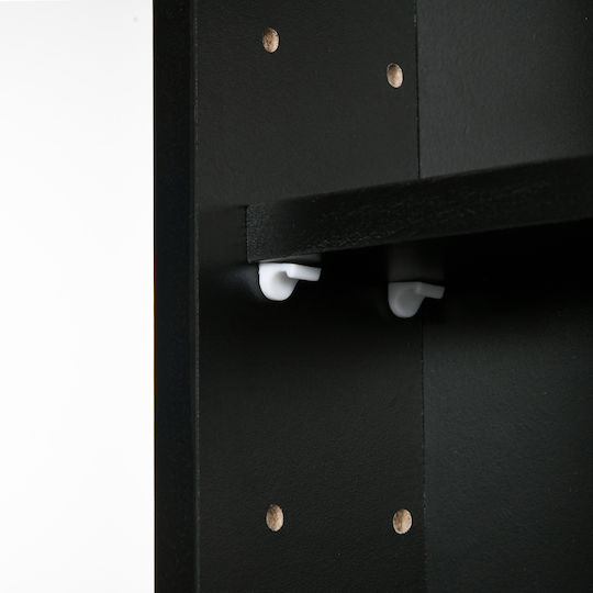 Wall-Mounted Living Room Display Cabinet Made of Particle Board Black with Glass 80x9.5x60cm