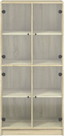 Wohnzimmer Vitrine aus Spanplatte mit Verglasung Braune 68x37x142cm