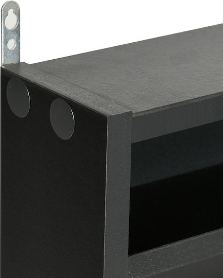 Wall-Mounted Living Room Display Cabinet Made of Particle Board Black with Glass 80x9.5x60cm