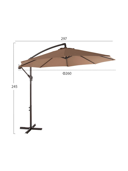 Umbrella Floor Round Metal Geldorf Brown with Base D2.6m