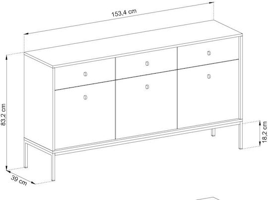 Μπουφές Mono Ξύλινος Μπλε + χρυσό 153.4x83.2x39cm